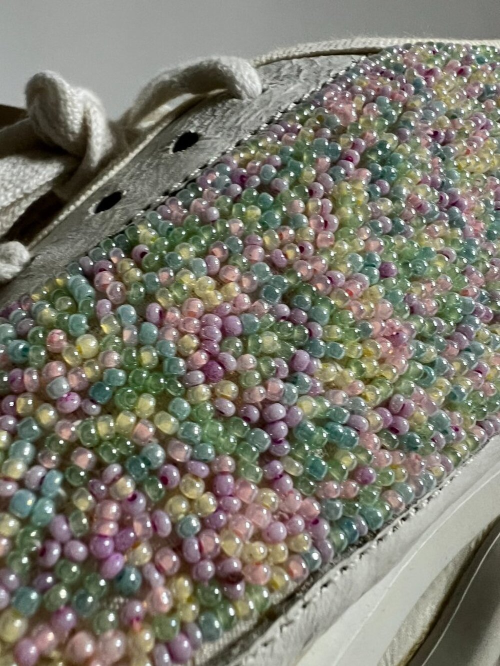 VTG 1989 BEADZ Deadstock Pastel Rainbow Beaded Sneakers Sz 8 - Picture 3 of 12